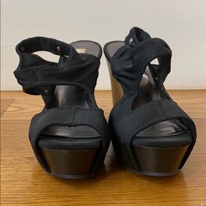 Black Peep Toe Wedges